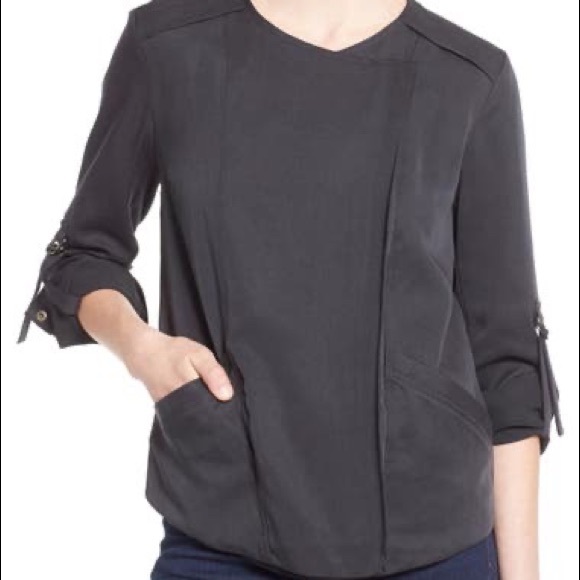 ASTR The Label Gray Collarless Moto Style Jacket - Picture 9 of 11